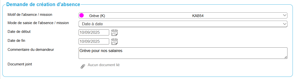 Demande absence grève sur Kelio